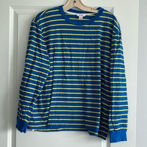 JOE FRESH | 100% cotton blue and yellow striped long sleeve, size extra large